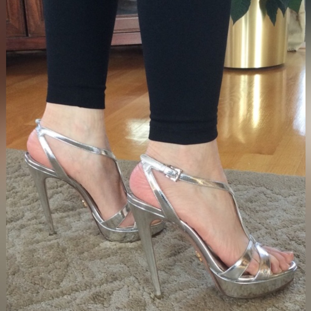 Prada Metallic Platform Sandals - image 2